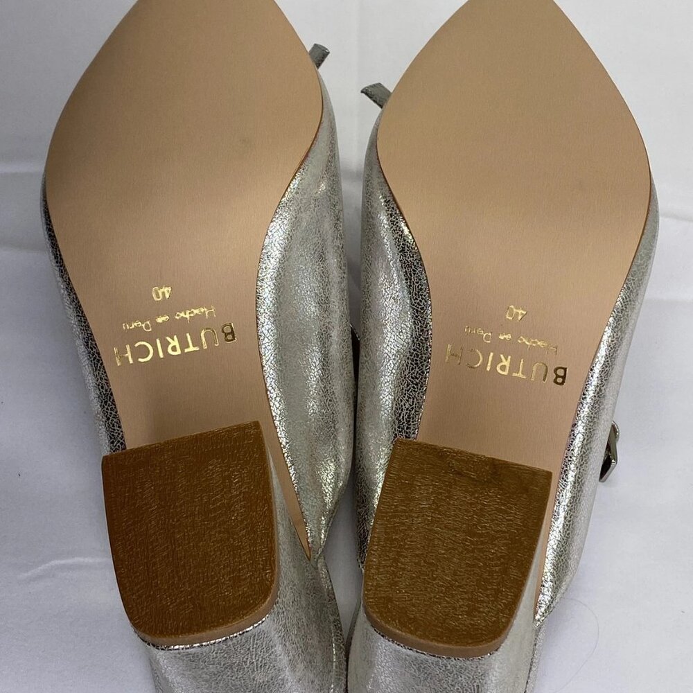 NEW BUTRICH Retro Sweet Rainbow Mules Silver Size 9.5 Pointed Toe Slip-On - Picture 6 of 10